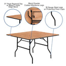 4FT Square Folding Table
