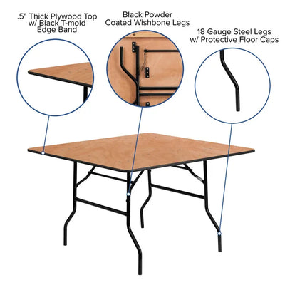 4FT Square Folding Table